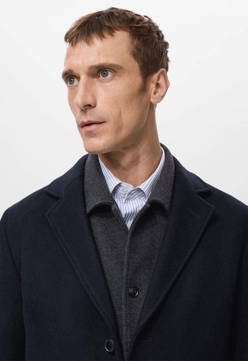 MANGO - Hake Lightweight Recycled Wool Coat - Navy