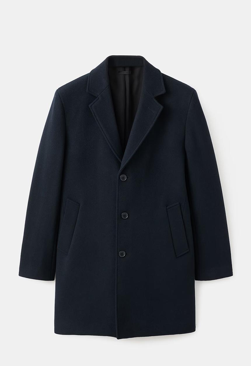 MANGO - Hake Lightweight Recycled Wool Coat - Navy