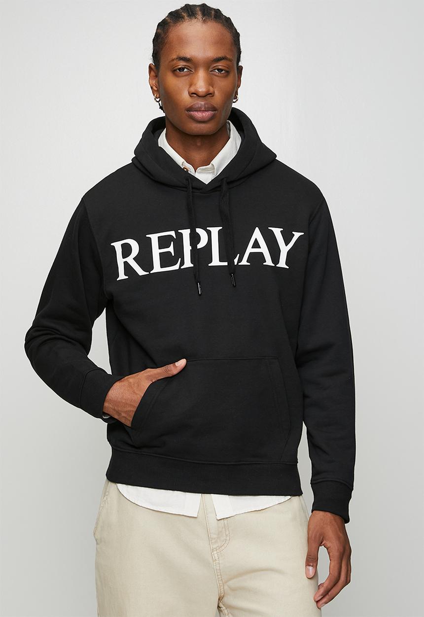 Replay - Brushed Fleece Hoodie - Black