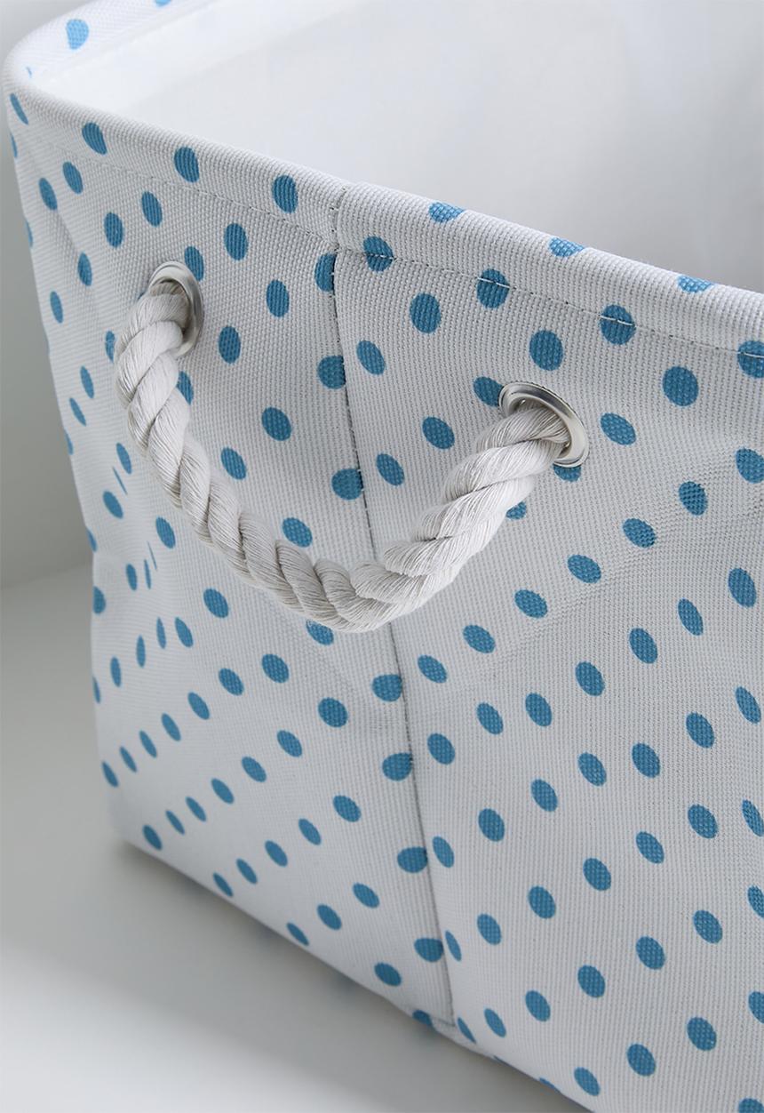 Pop Candy - Polka dot fabric storage box - white / blue
