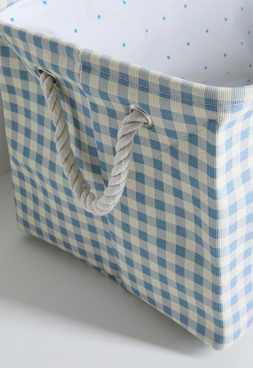 Pop Candy - Heart graphic fabric storage box - beige/blue