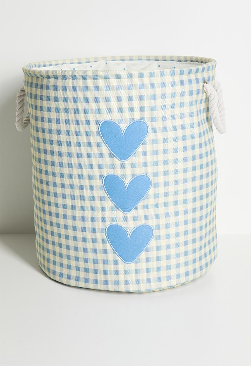 Pop Candy - Heart graphic fabric laundry bag - beige/blue