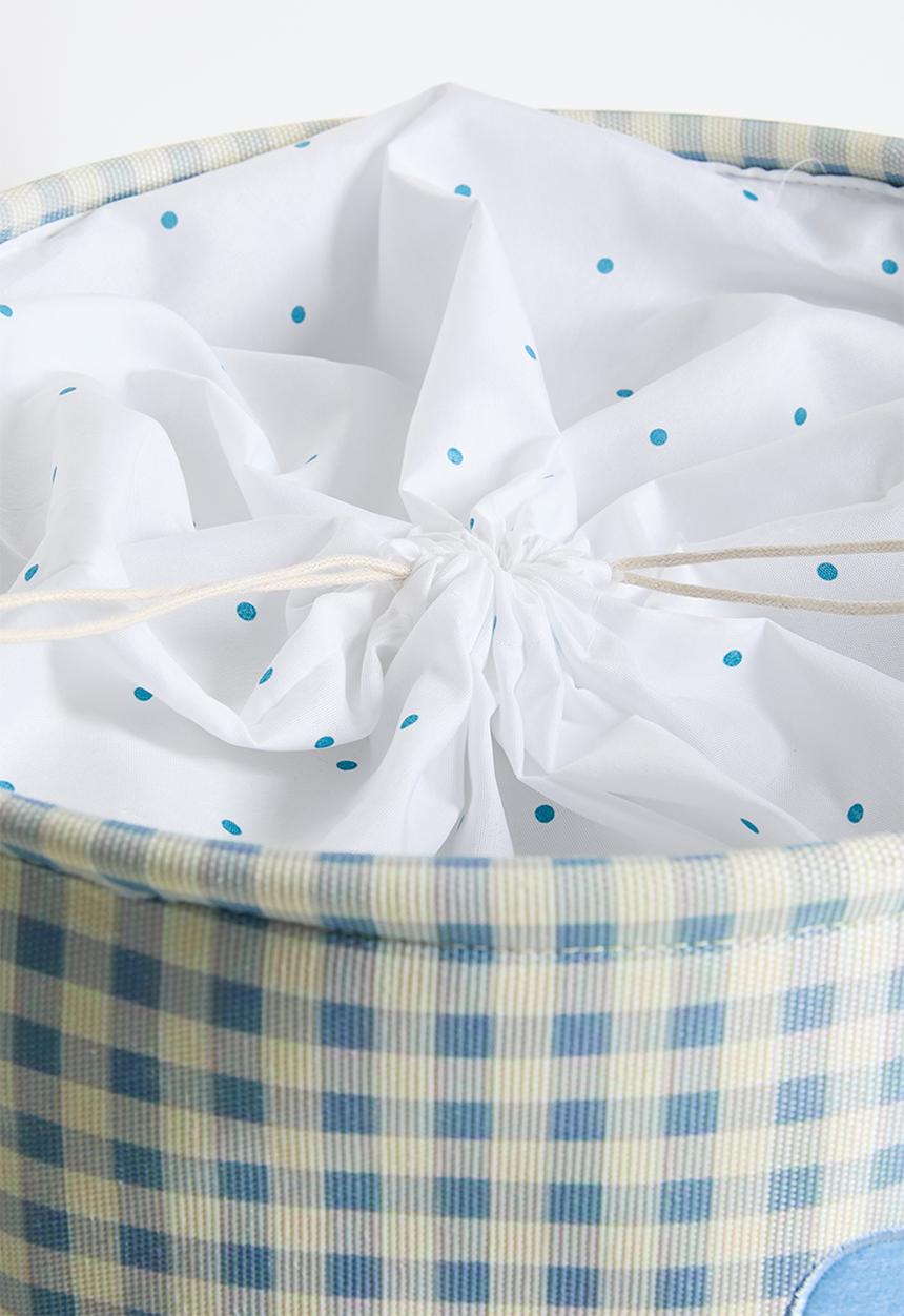 Pop Candy - Heart graphic fabric laundry bag - beige/blue