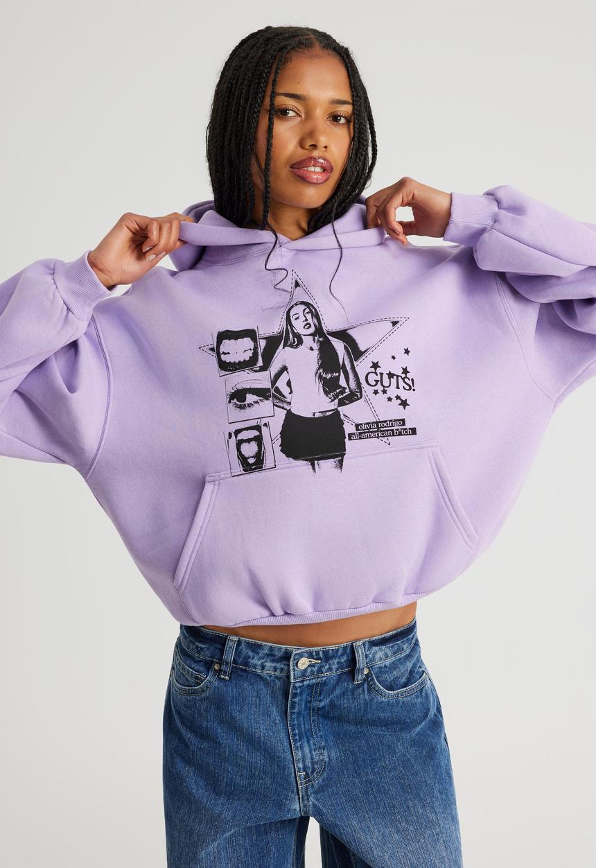 Factorie - Music Merch Boxy Hoodie - Lcn Bra Light Iris/Olivia Rodrigo