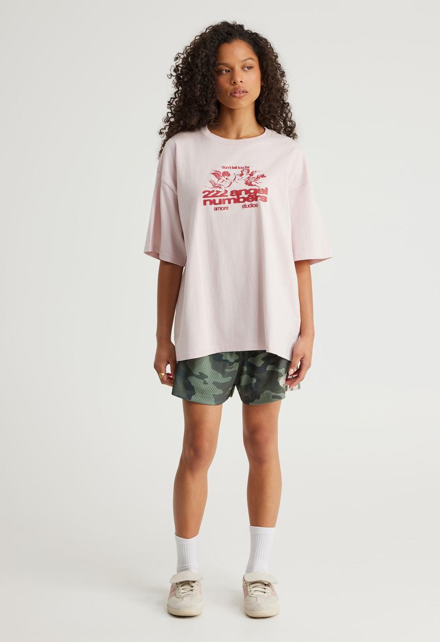 Factorie - Oversized Graphic Tee - Pink Dust/Amore Angels
