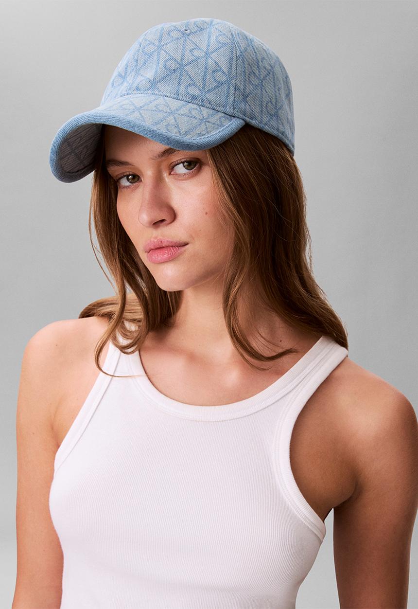 Calvin Klein - Denim emblem burnout w patch cap - vintage denim