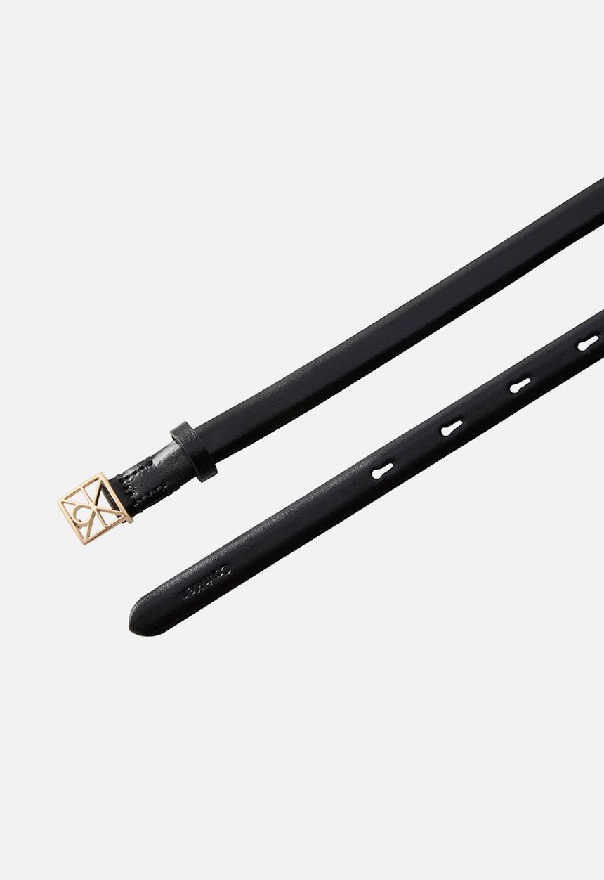 Calvin Klein - Emblem buckle 15mm fixed smooth - black / antique light gold