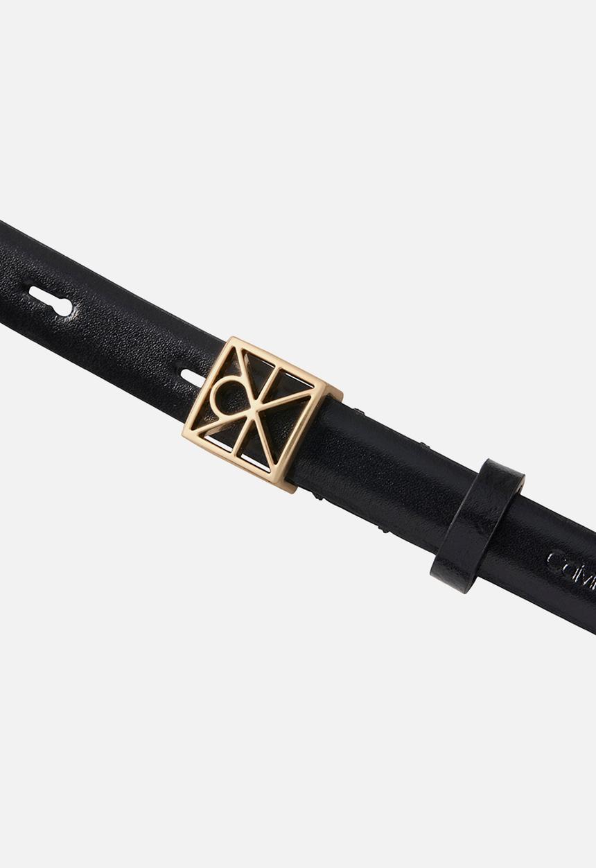 Calvin Klein - Emblem buckle 15mm fixed smooth - black / antique light gold
