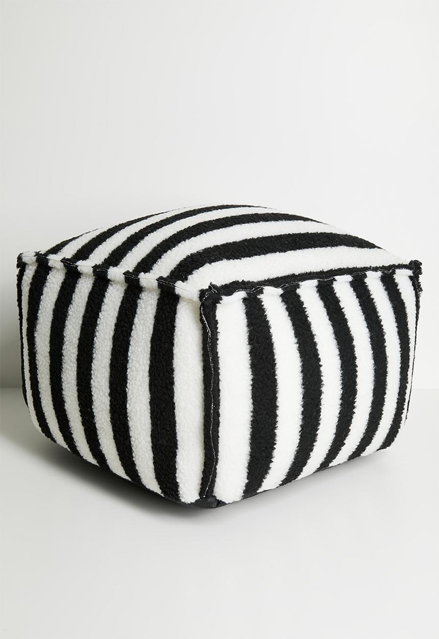 Pop Candy - Striped pouf - black