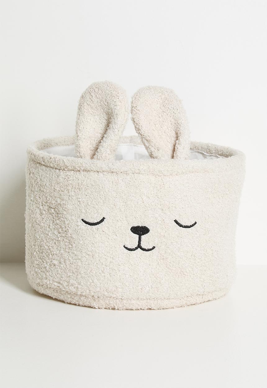 Pop Candy - Teddy fabric bunny storage bin - oatmeal