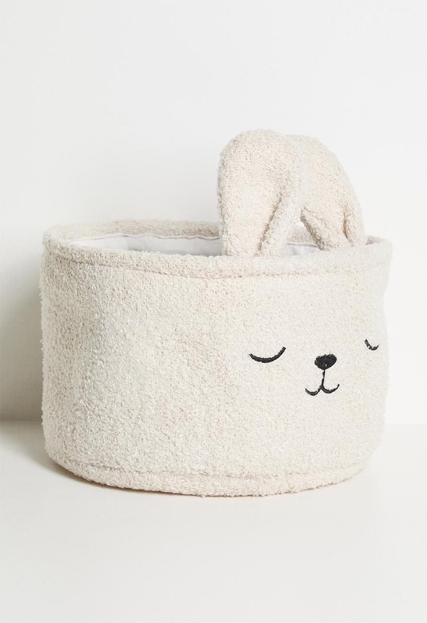 Pop Candy - Teddy fabric bunny storage bin - oatmeal