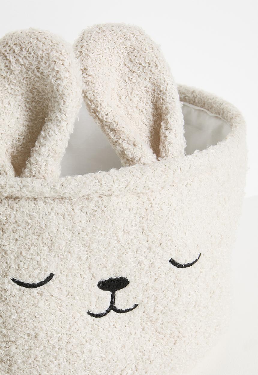 Pop Candy - Teddy fabric bunny storage bin - oatmeal