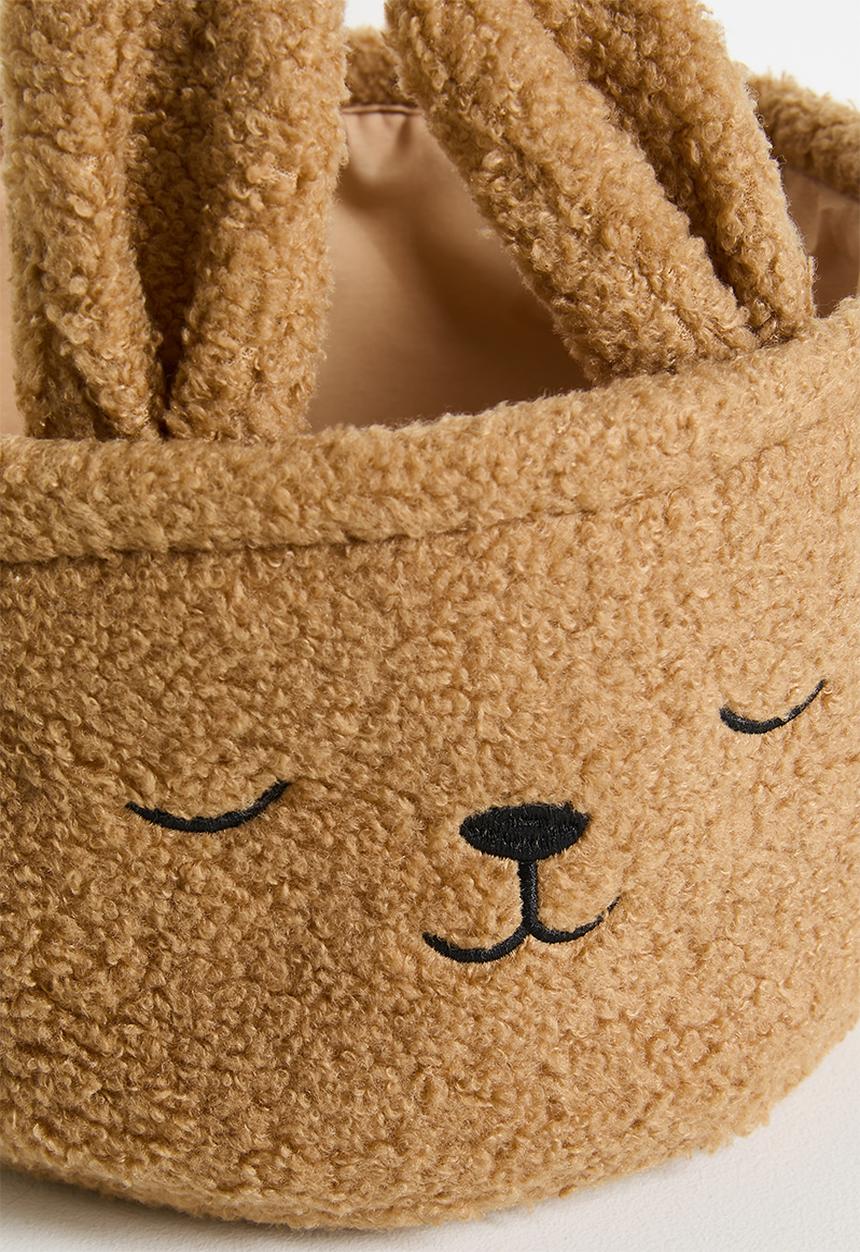 Pop Candy - Teddy fabric bunny storage bin - brown