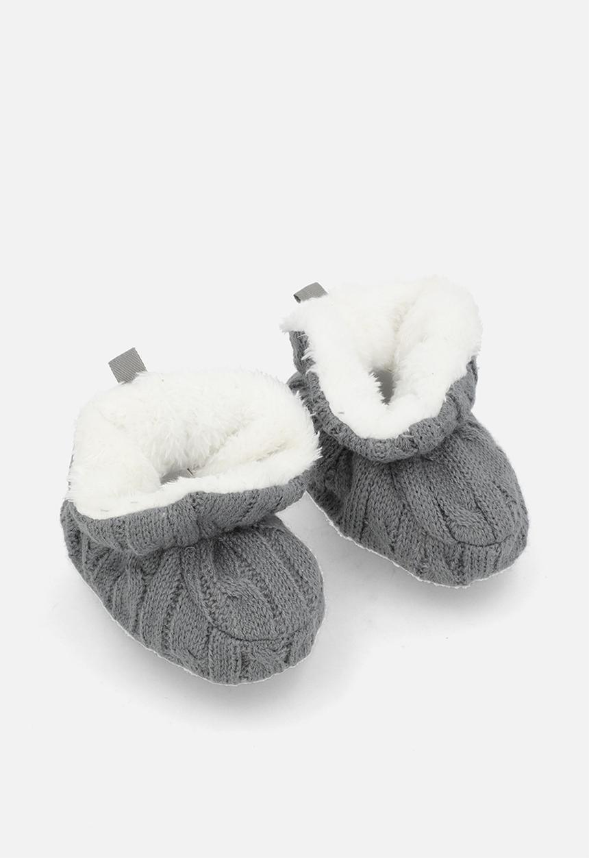 Pop Candy - Knitted baby booties - dark grey