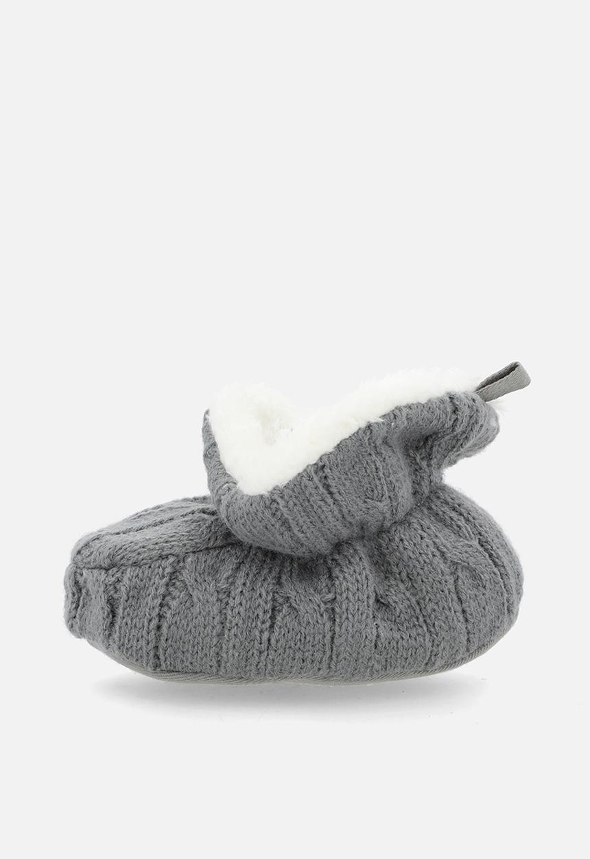 Pop Candy - Knitted baby booties - dark grey