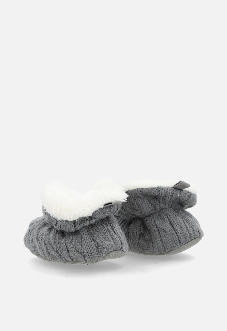 Pop Candy - Knitted baby booties - dark grey
