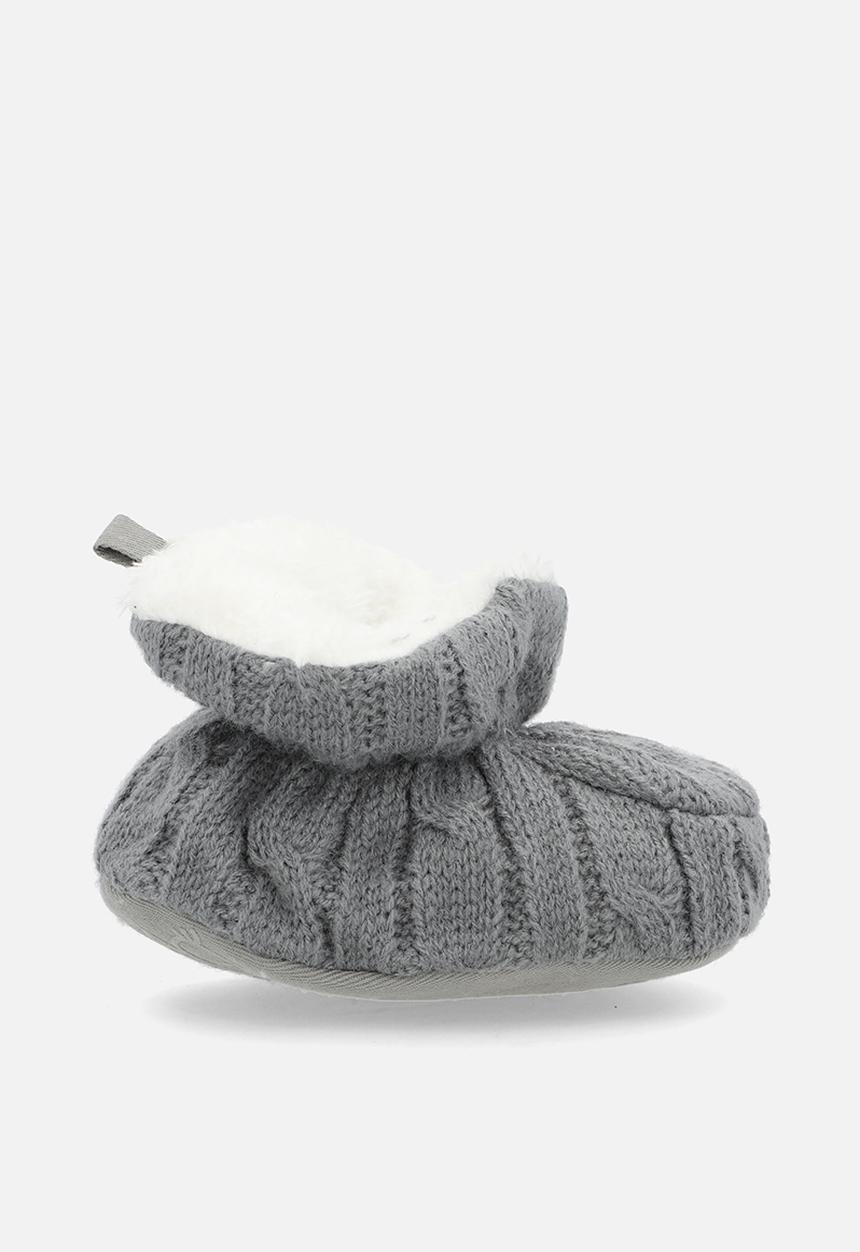 Pop Candy - Knitted baby booties - dark grey