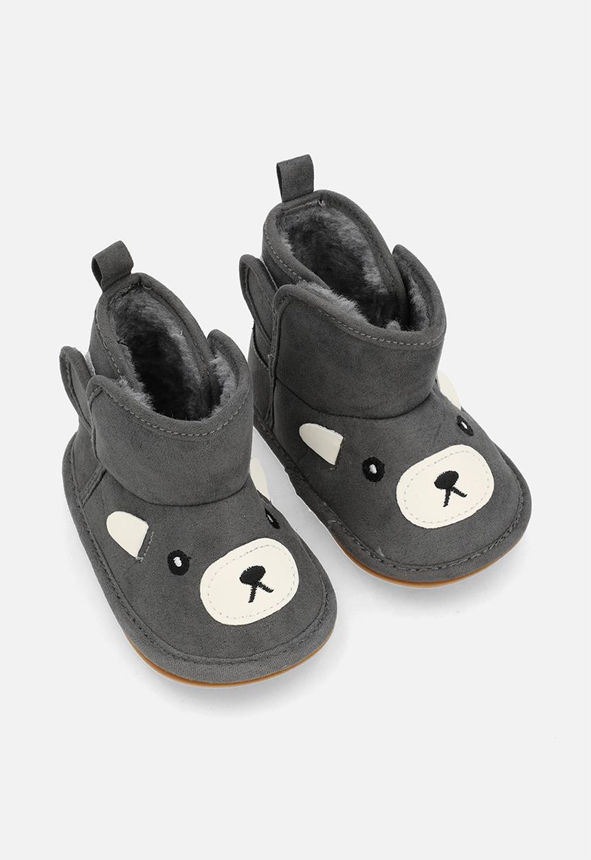Pop Candy - Bear slipper boots - dark grey