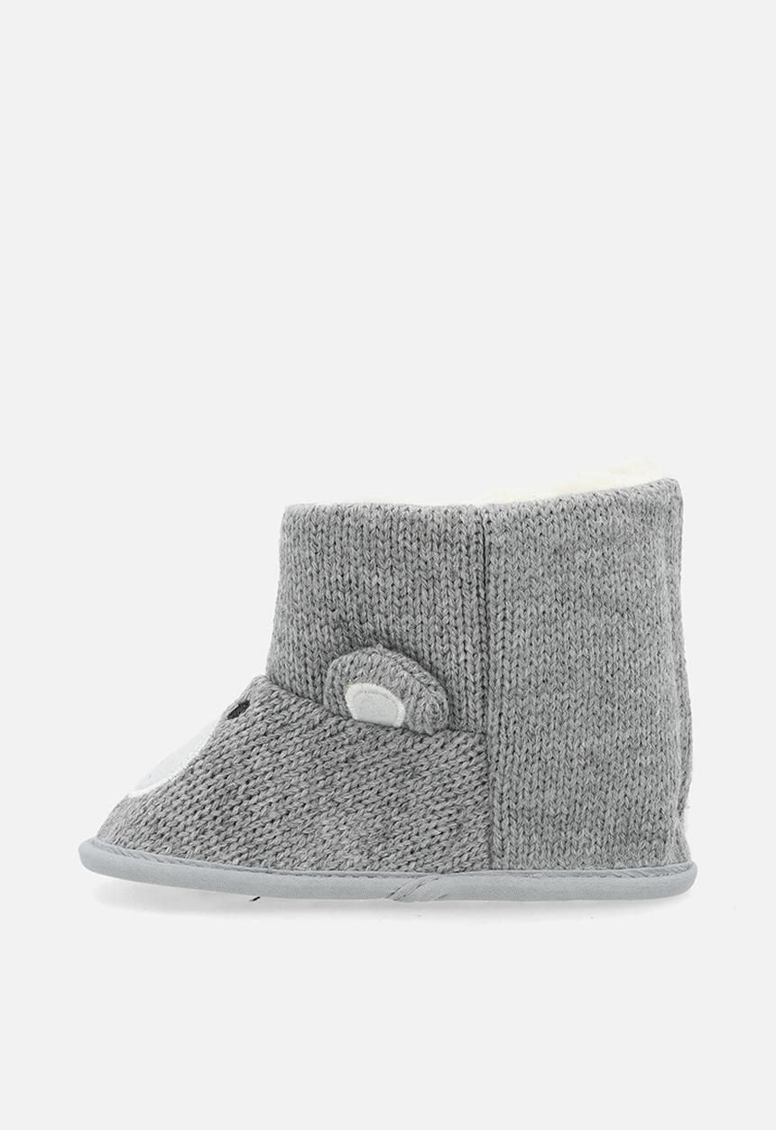 Pop Candy - Knit bear slipper boots - grey