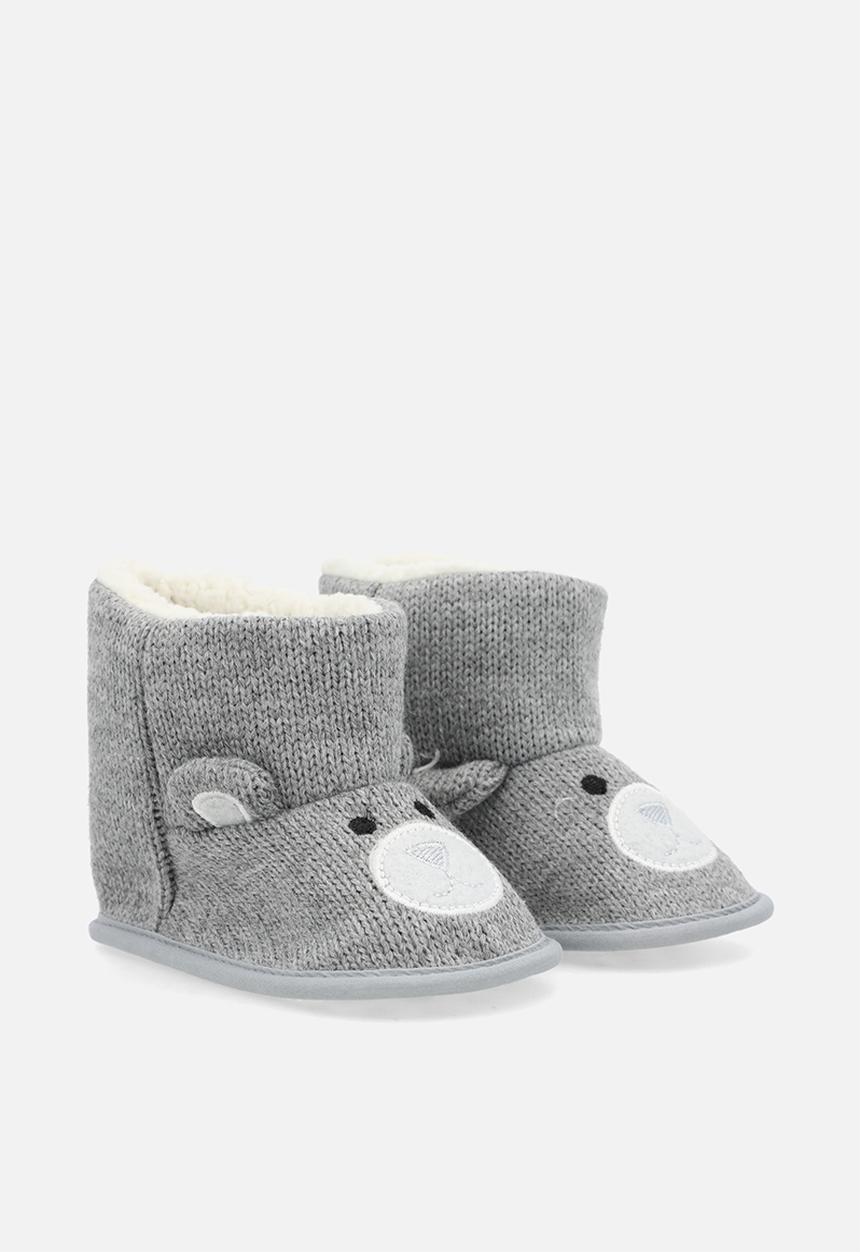 Pop Candy - Knit bear slipper boots - grey