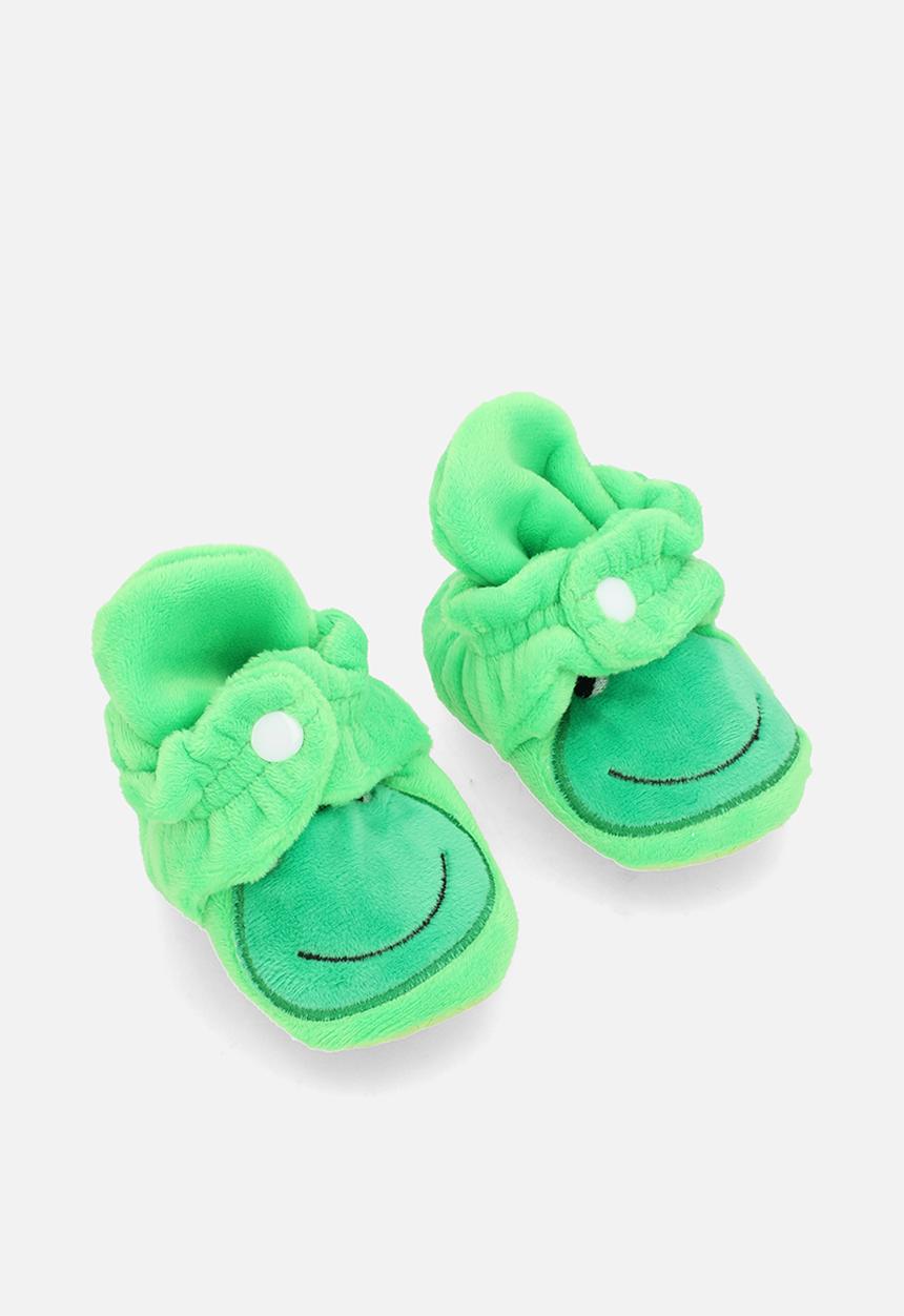 Pop Candy - Smiling frog slipper booties - green