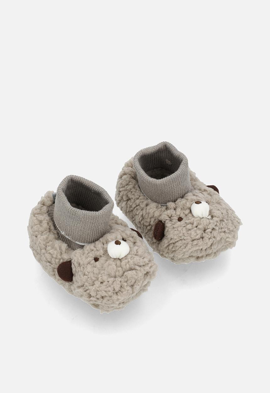 Pop Candy - Teddy fleece sock slippers - greige