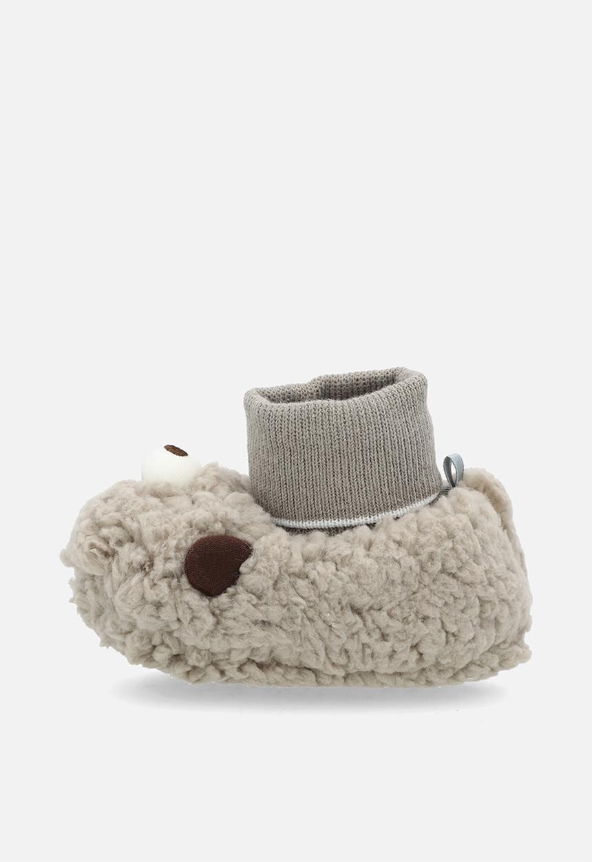 Pop Candy - Teddy fleece sock slippers - greige