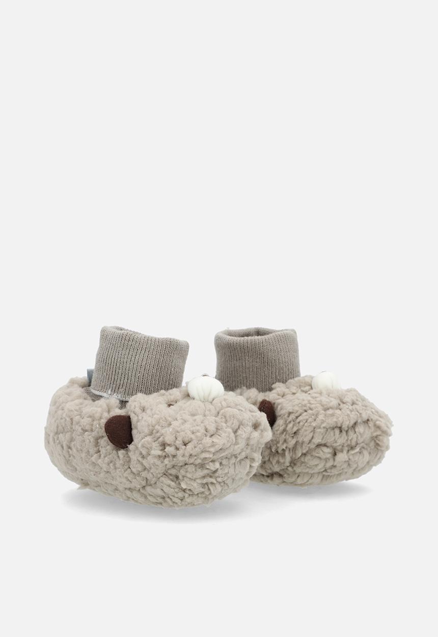 Pop Candy - Teddy fleece sock slippers - greige