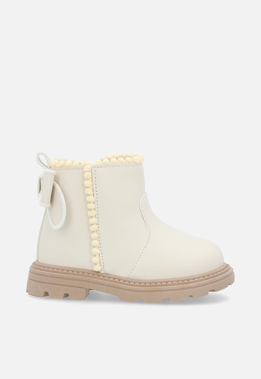 Pop Candy - Bow applique ankle boots - bone white