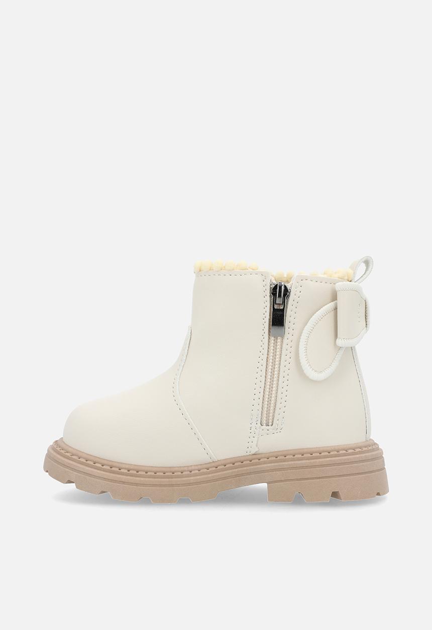 Pop Candy - Bow applique ankle boots - bone white