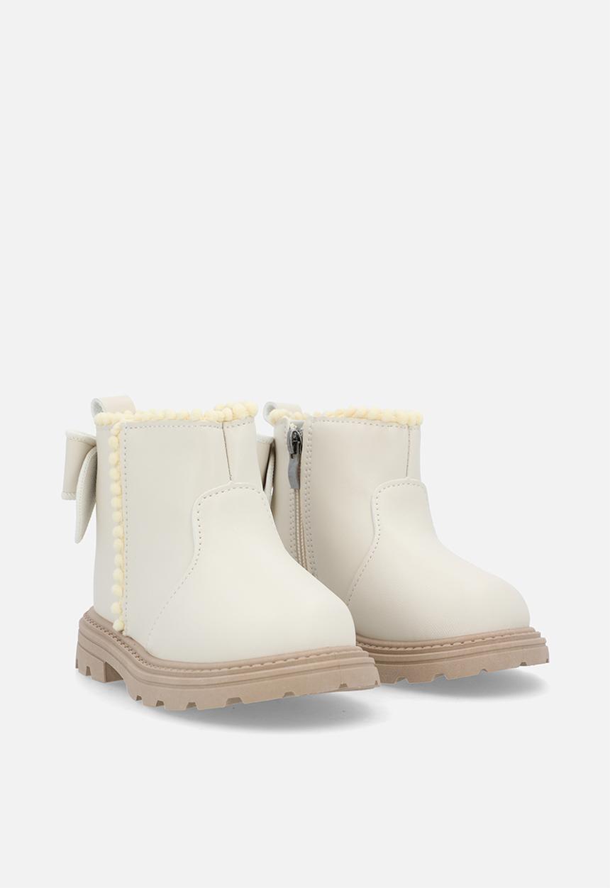 Pop Candy - Bow applique ankle boots - bone white
