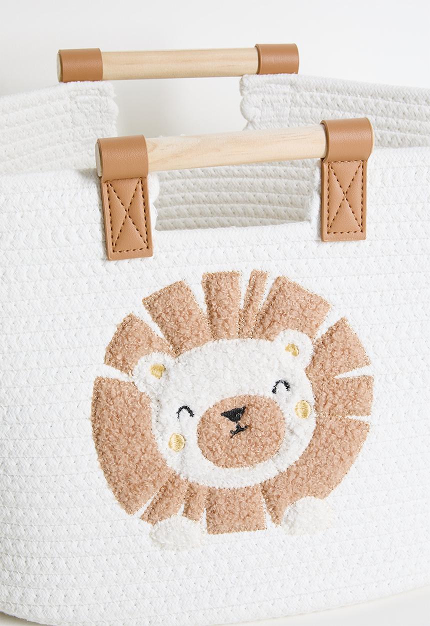 Pop Candy - Lion straw laundry basket - white