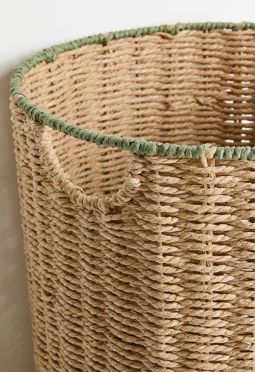 Pop Candy - Scalloped lid laundry basket - natural/calm green