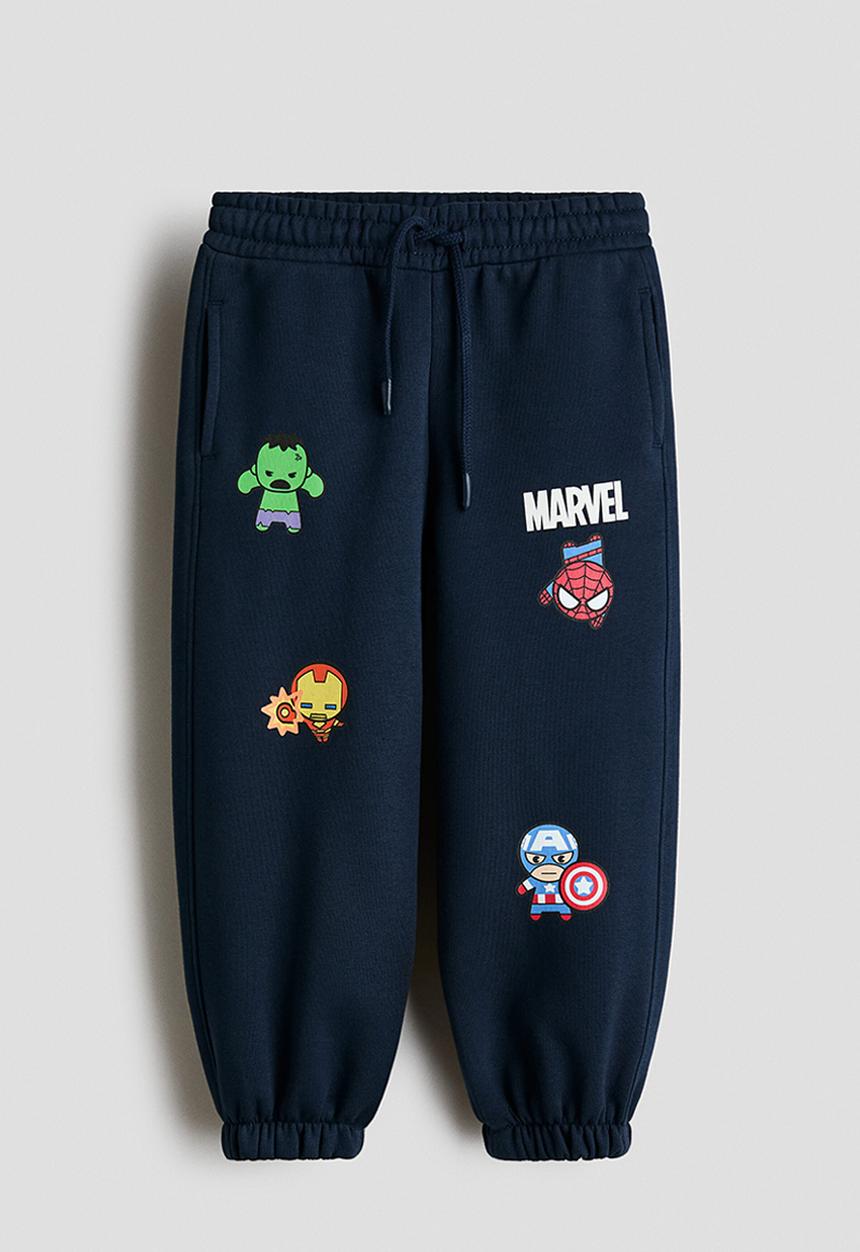 H&M - Printed sweatshirt joggers - navy blue/marvel comics