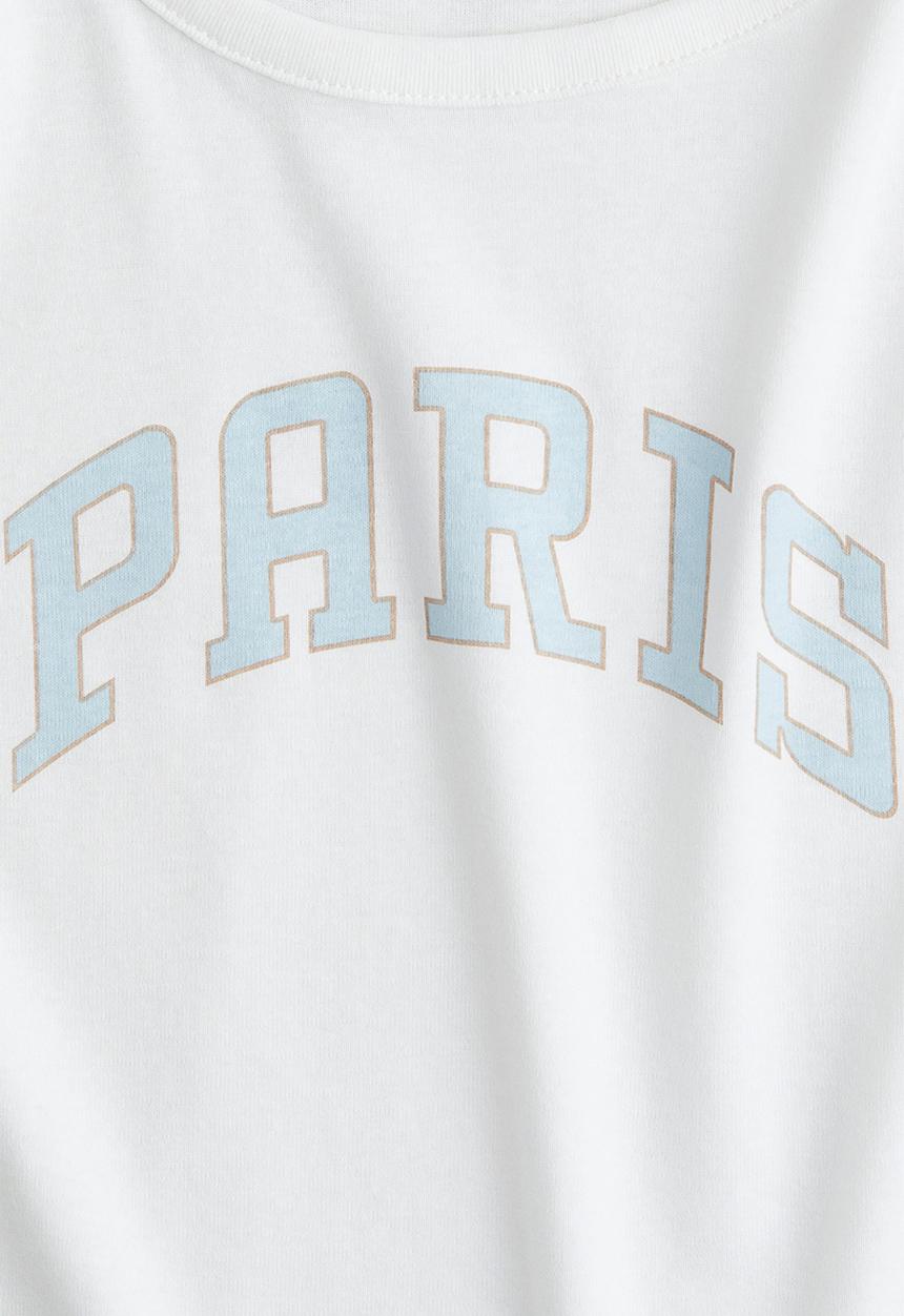 H&M - Cotton jersey top - white/paris
