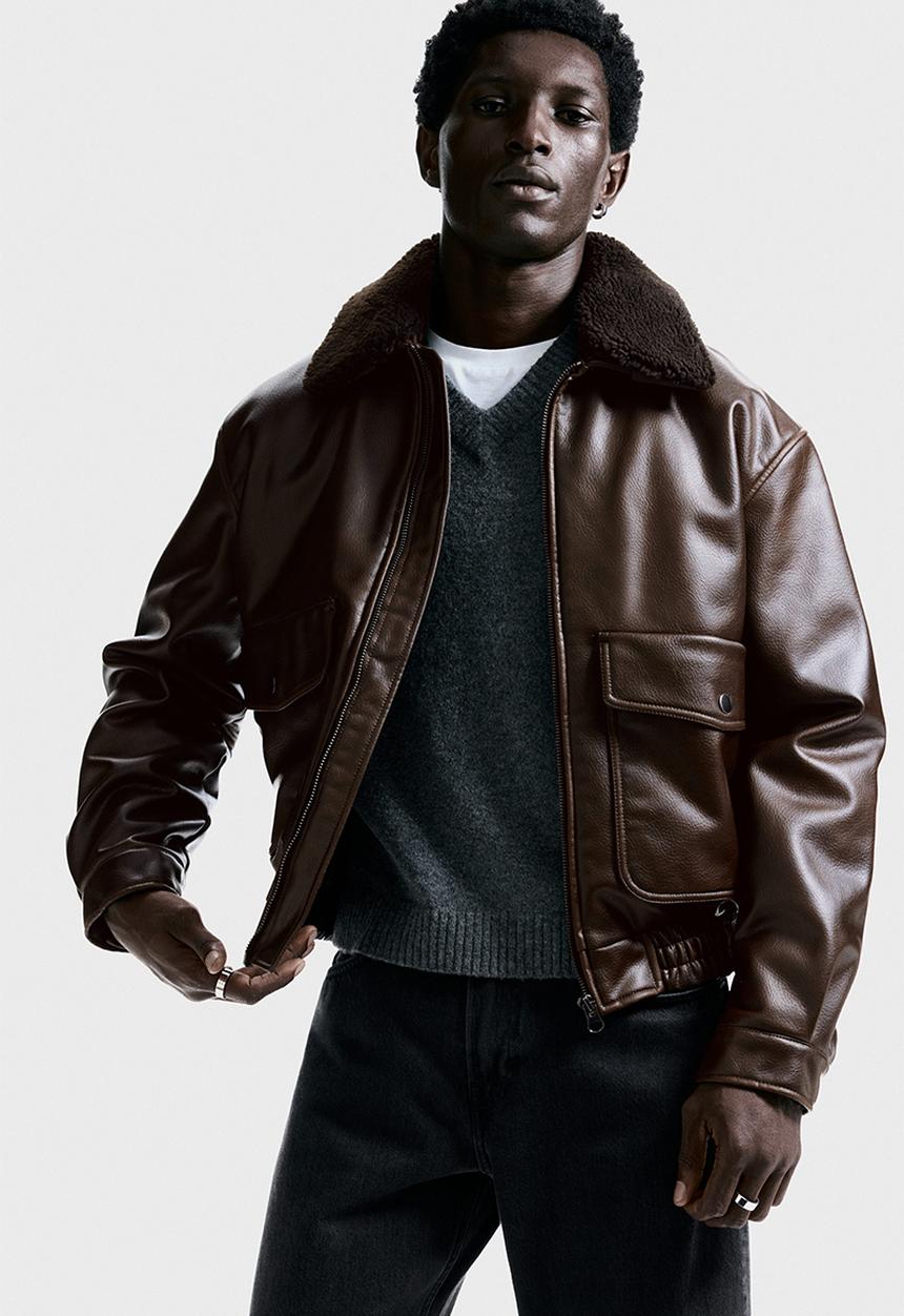 H&M - Padded aviator jacket - dark brown