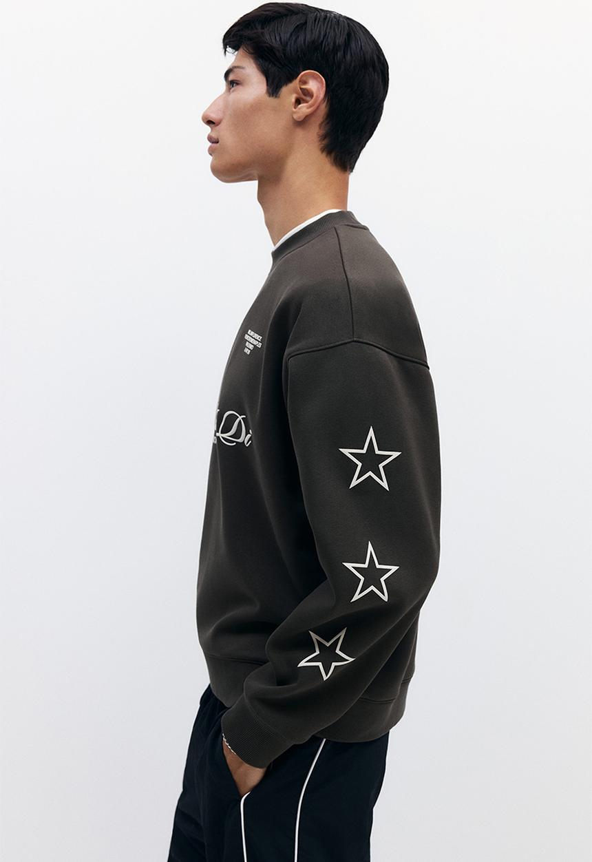 H&M - Oversized fit printed sweatshirt - dark khaki green/le strade di