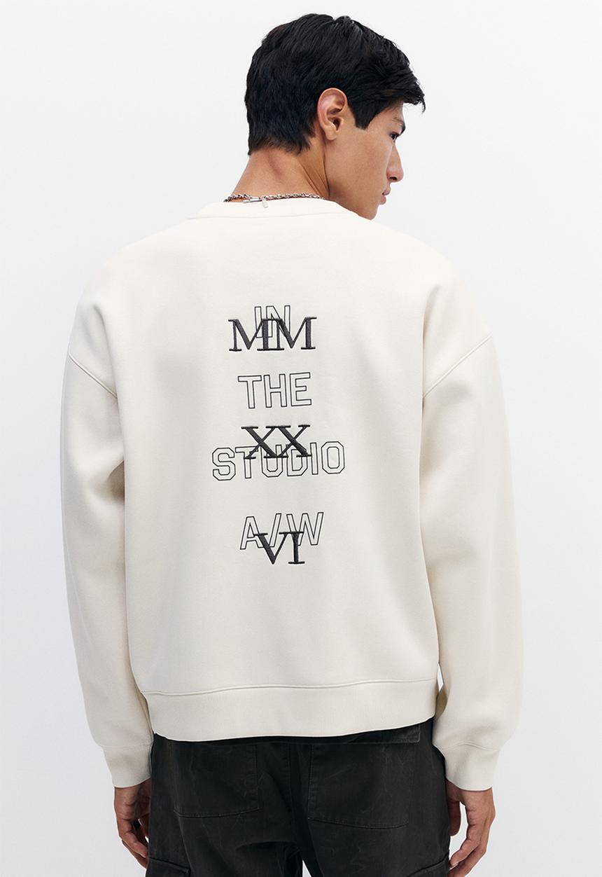H&M - Oversized fit printed sweatshirt - light beige/in the studio