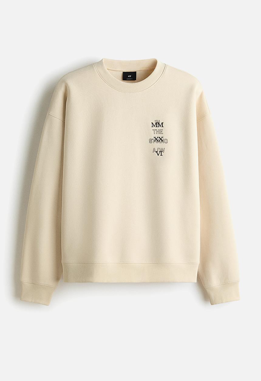 H&M - Oversized fit printed sweatshirt - light beige/in the studio