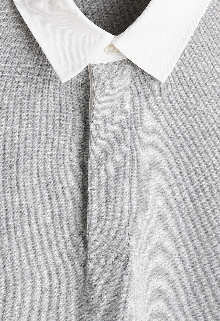 H&M - Loose fit cotton polo shirt - light grey marl