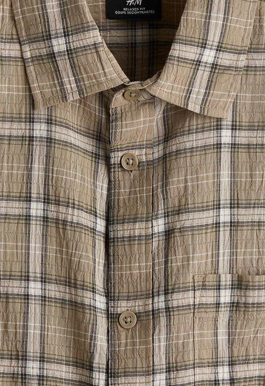 H&M - Loose fit shirt - beige/checked
