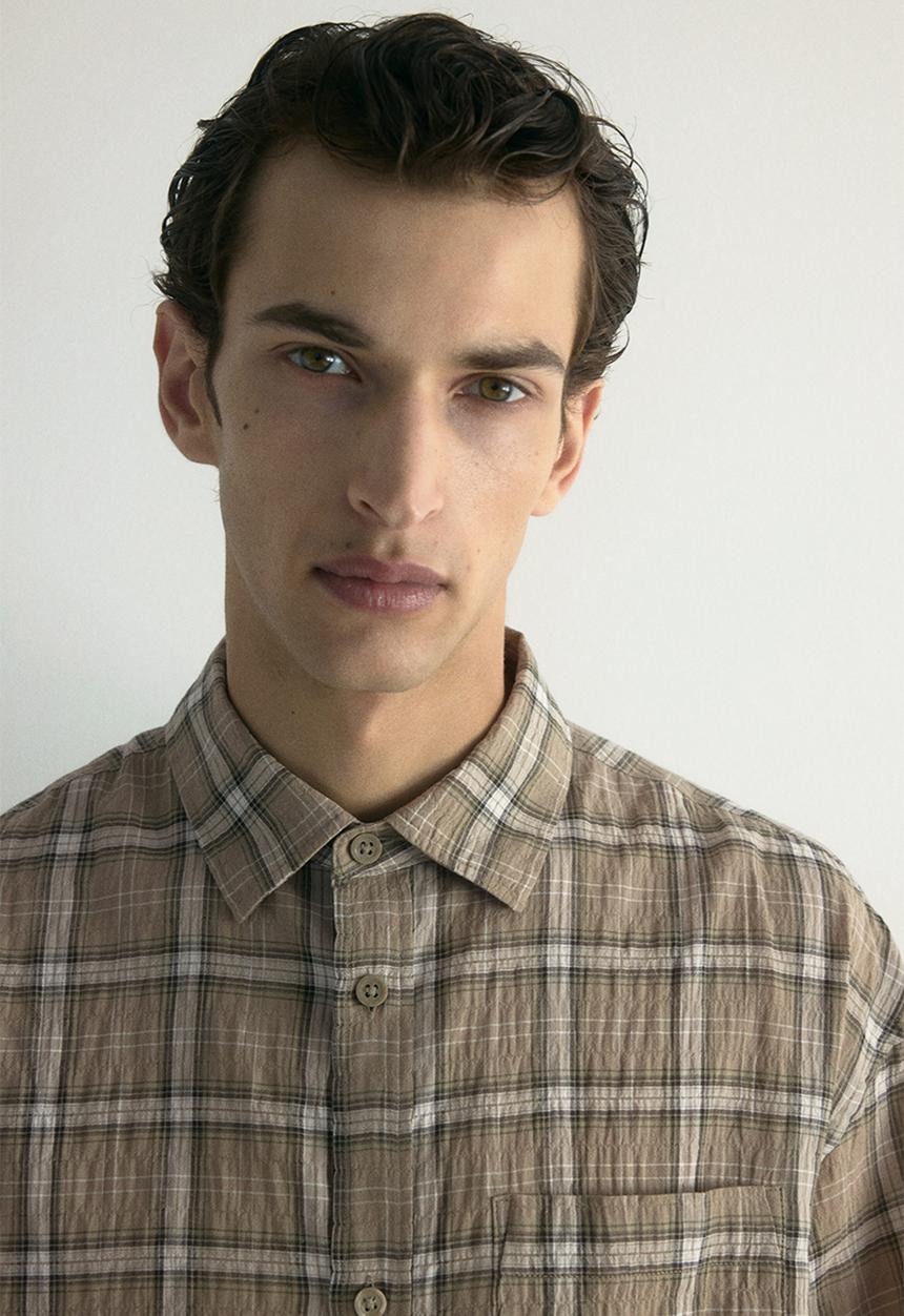H&M - Loose fit shirt - beige/checked