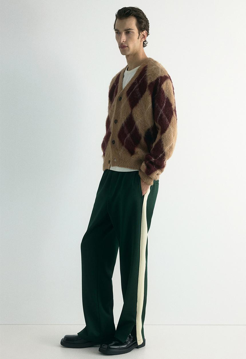 H&M - Relaxed fit sweatpants with side stripes - dark green/colour block