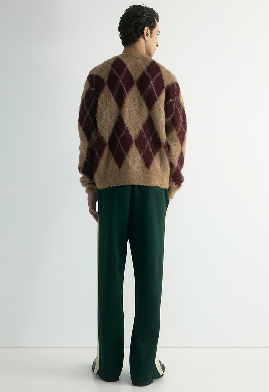 H&M - Relaxed fit sweatpants with side stripes - dark green/colour block