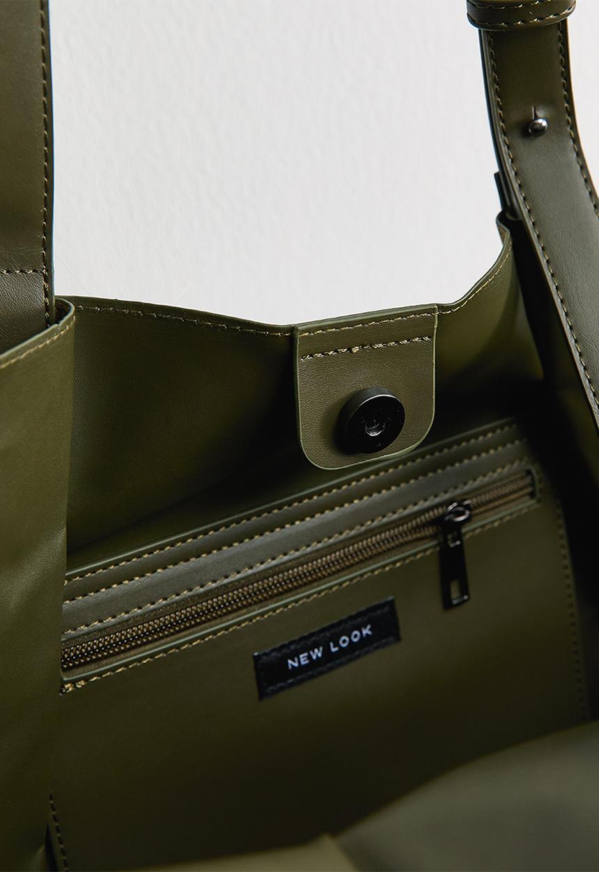 New Look - Perth pinch suedette tote-khaki - Green