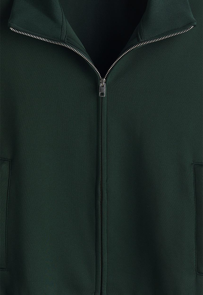 H&M - Loose fit track jacket with side stripes - dark green/white