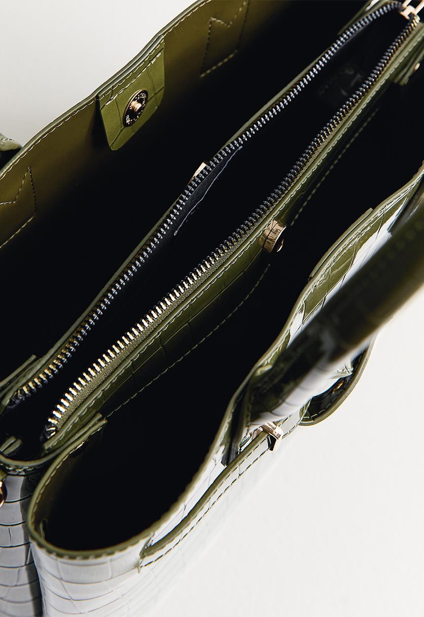 New Look - Anna buckle croc tote bag-black- Khaki