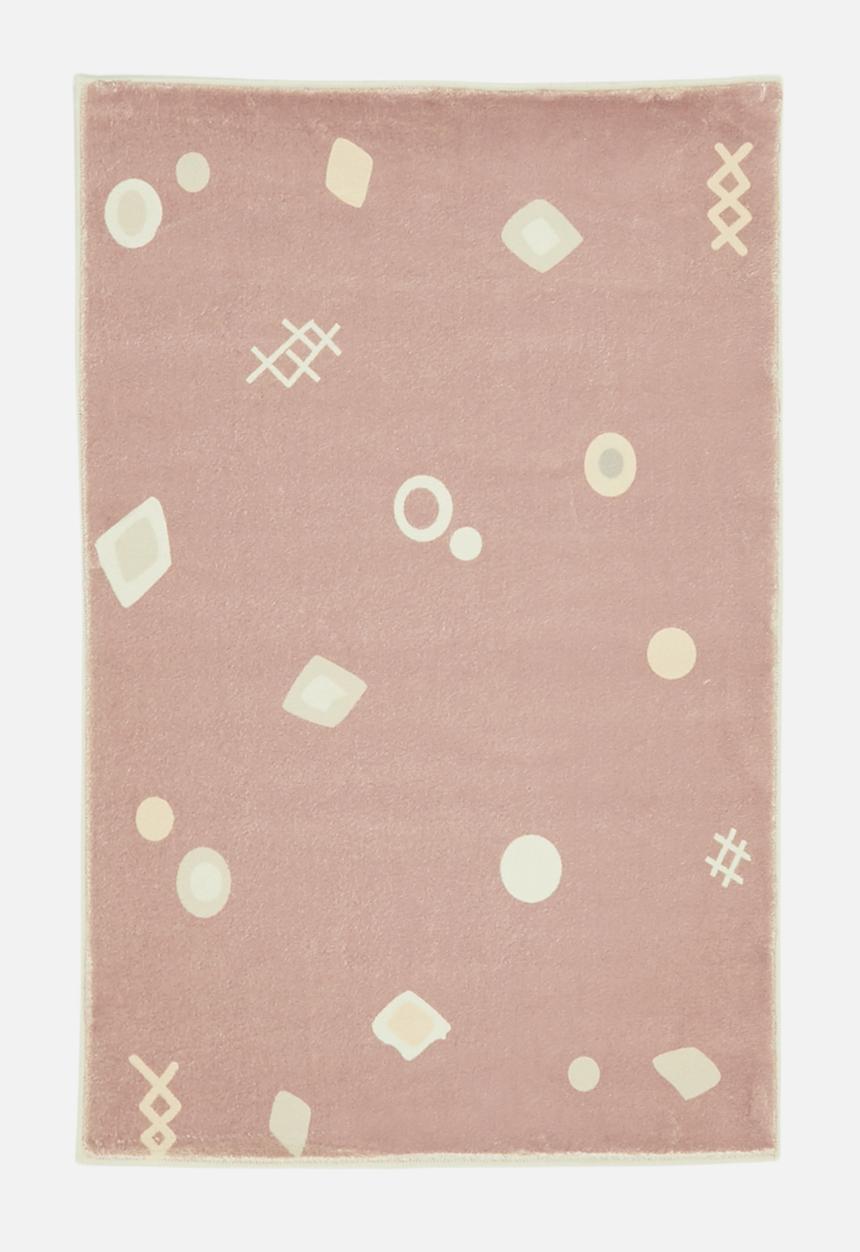 Pop Candy - Geometric printed square rug - dusty pink