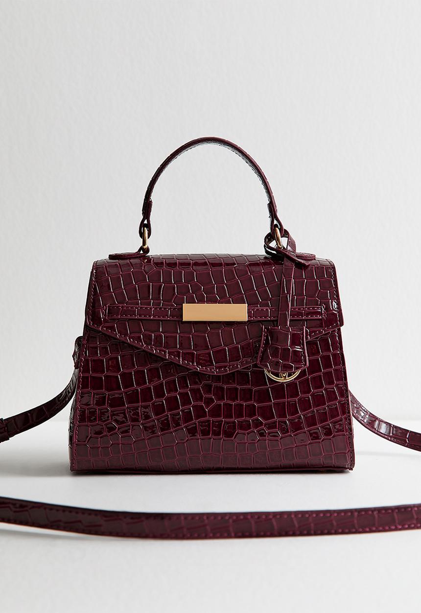 New Look - Midi Tyla croc top handle-burgundy - Red