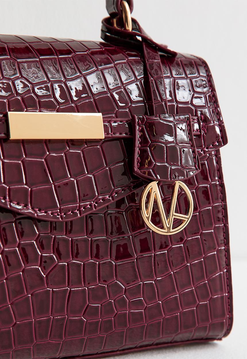 New Look - Midi Tyla croc top handle-burgundy - Red